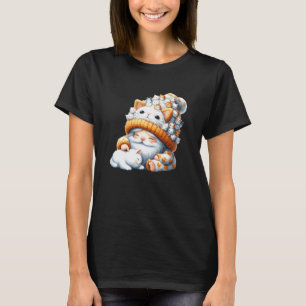 Cute Cat Grandpa Cuddles With White Kitten For Cat T-Shirt