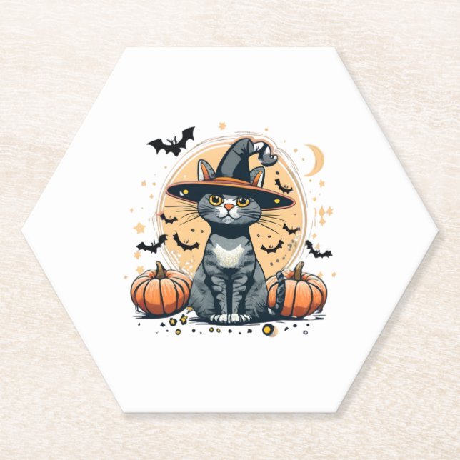 Cute cat graphics surrounded  paper coaster (Front)
