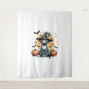 Cute cat graphics surrounded tapestry