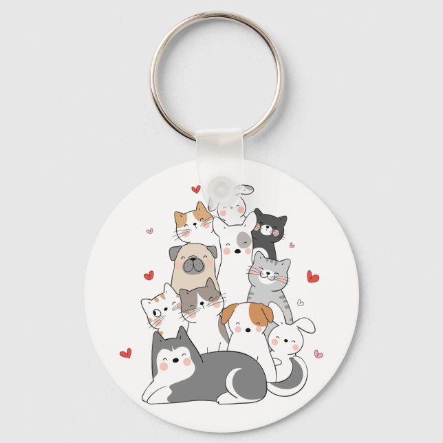 CUTE CAT GROUP | CAT LOVERS DESIGN BUY NOW  KEY RING (Front)