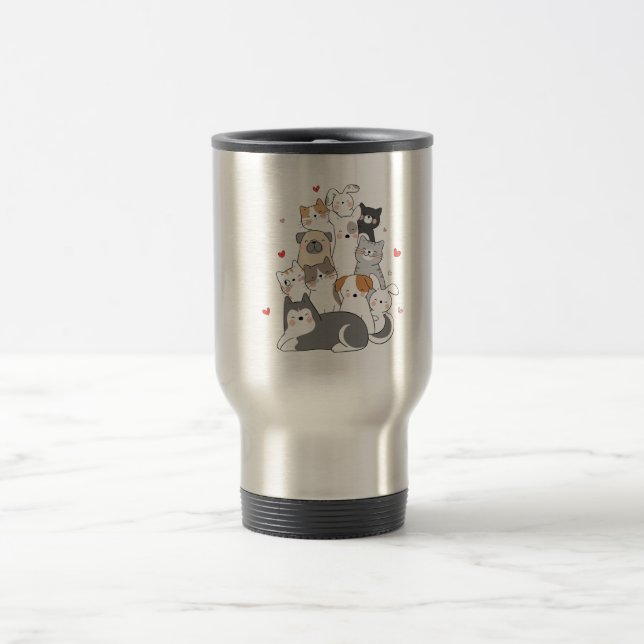 CUTE CAT GROUP | CAT LOVERS DESIGN BUY NOW  TRAVEL MUG (Center)