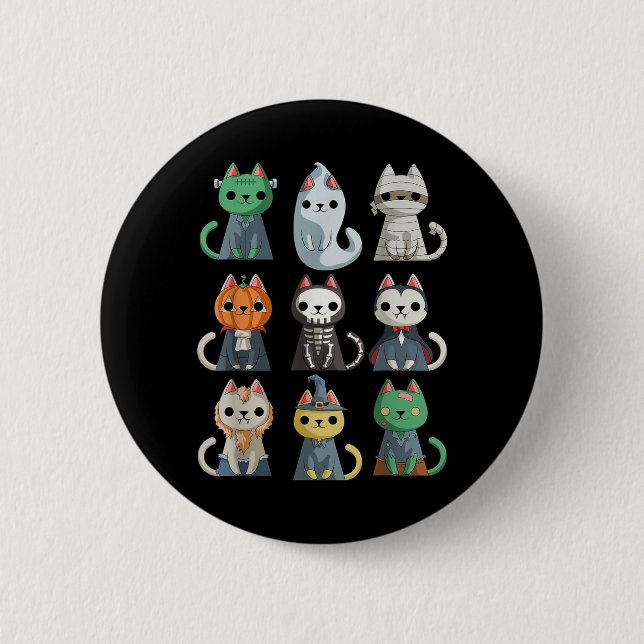Cute Cat Halloween 6 Cm Round Badge (Front)