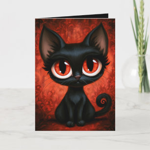 Cute Cat Halloween Illustration Card