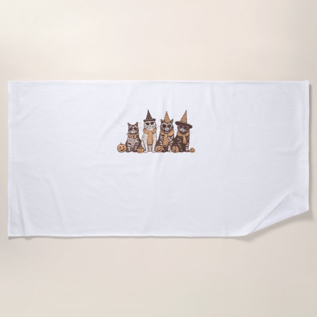Cute Cat Halloween Kitty Halloween Animal Pet Men  Beach Towel (Front)