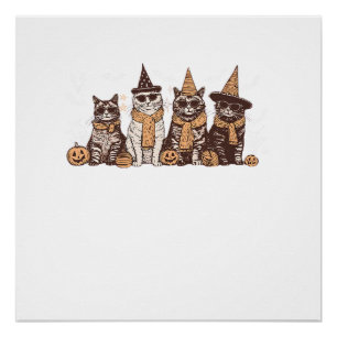 Cute Cat Halloween Kitty Halloween Animal Pet Men Poster