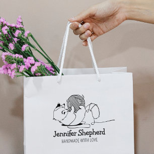 Cute Cat Handmade With Love Rubber Stamp