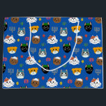 Cute Cat Hannukah Patterned Large Gift Bag<br><div class="desc">This cute Hannukah patterned gift bag will bring a smile to it's recipient!</div>