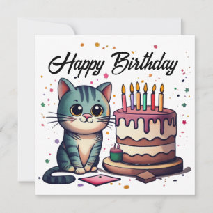 Cute Cat Happy Birthday Card