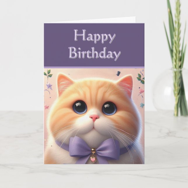 Cute Cat Happy Birthday  Card (Front)
