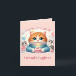 Cute Cat Happy Birthday Granddaughter Card<br><div class="desc">"AI-generated artwork with design direction by Susang6"</div>