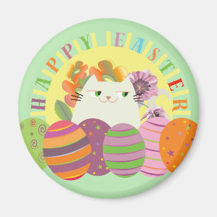 Cute Cat Happy Easter Magnet Spring Decor