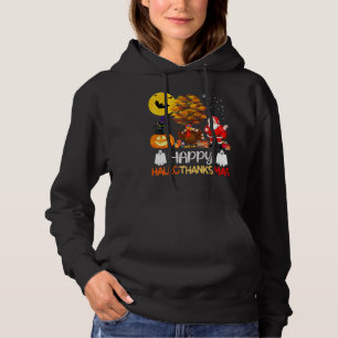 Cute Cat Happy Hallothanksmas Halloween Thanksgivi Hoodie