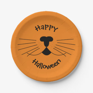 Cute Cat Happy Halloween Party Paper Plate
