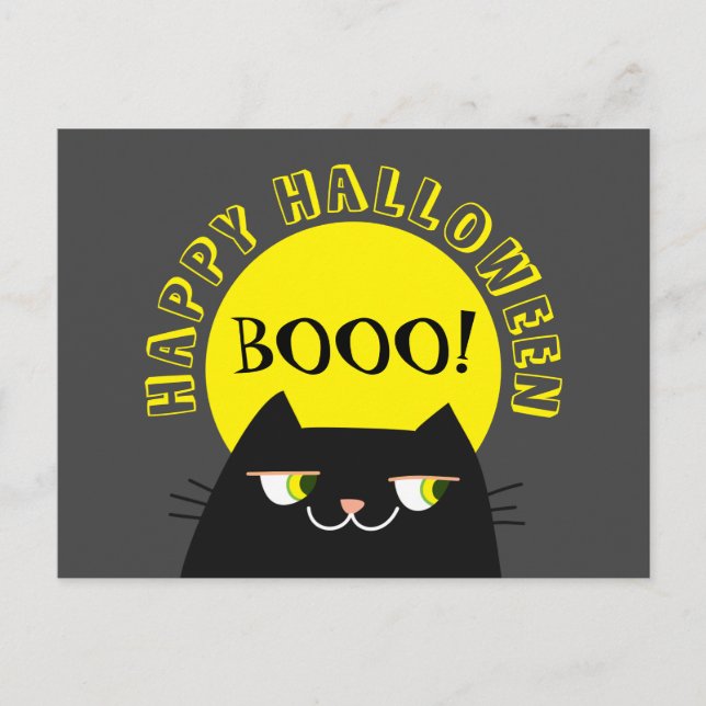 Cute Cat Happy Halloween Postcard Spooky (Front)