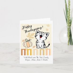 Cute Cat Happy Thanksgiving Thank You Card