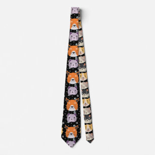 Cute Cat heads 01. Black BG Tie