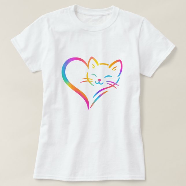 Cute Cat Heart, Cute Heart Cat Mum Women T-Shirt (Design Front)