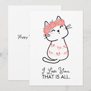 Cute Cat Heart I Love You That Is All Valentine Holiday Card