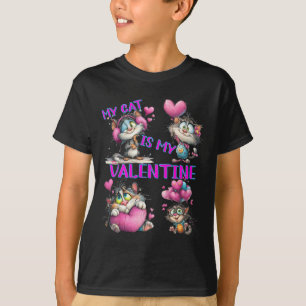 Cute Cat Heart Lloon Valentine's Day T-Shirt