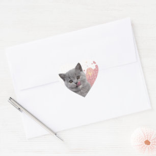 Cute cat  heart sticker