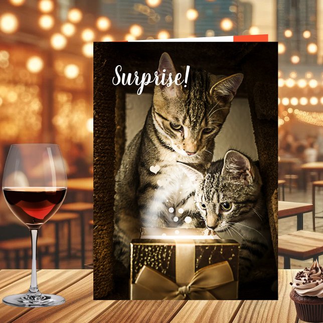 Cute Cat Heart Valentine's Day Card (Cute cat Valentine's Day card featuring a kitten who received a red heart toy to play)