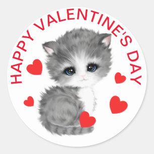 Cute Cat Heart Valentine's Day Sticker