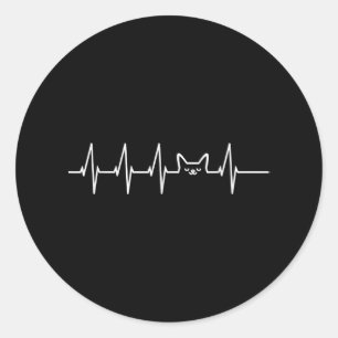 Cute Cat Heartbeat Simple Cool Cat Lovers Classic Round Sticker