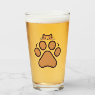 Cute Cat Hiding in Paw Print - Illustration  Glass