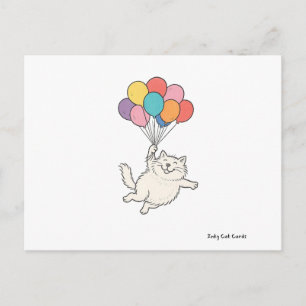 Cute Cat Holding Balloons Postcard