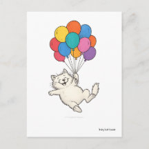 Cute Cat Holding Colourful Balloons