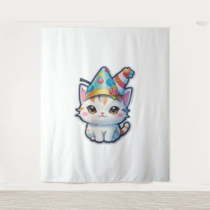 Cute cat holds a New Year's party   Tapestry