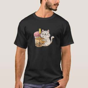 Cute Cat Hugging Milk Tea Boba Bubble Tea Drink Ne T-Shirt
