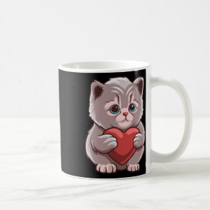 Cute Cat Hugging Valentine Heart Kitty Love Cat Coffee Mug
