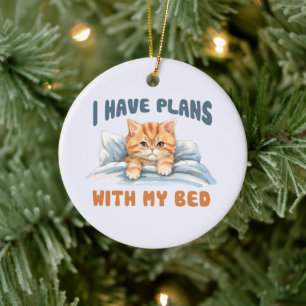 Cute Cat - I Have Plans (2) Ceramic Tree Decoration