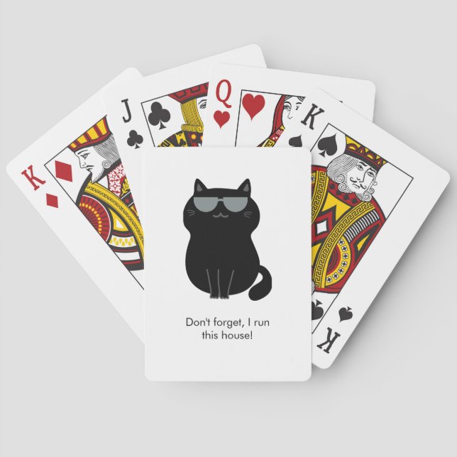 Cute Cat - I run this house now!  Playing Cards (Back)