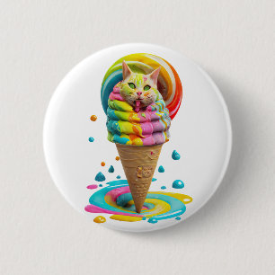Cute Cat Ice Cream Cone colourful 6 Cm Round Badge