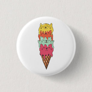Cute Cat Ice Cream   Kawaii Kittens 3 Cm Round Badge