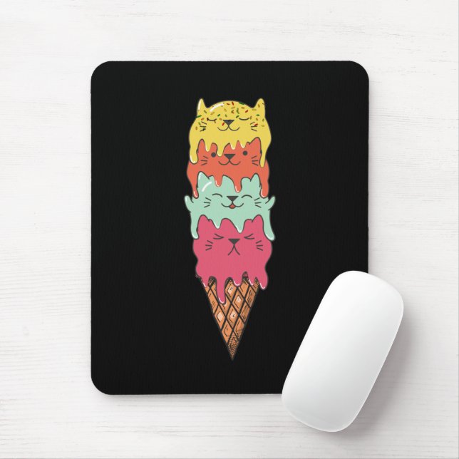 Cute Cat Ice Cream | Kawaii Kittens Mouse Mat (With Mouse)