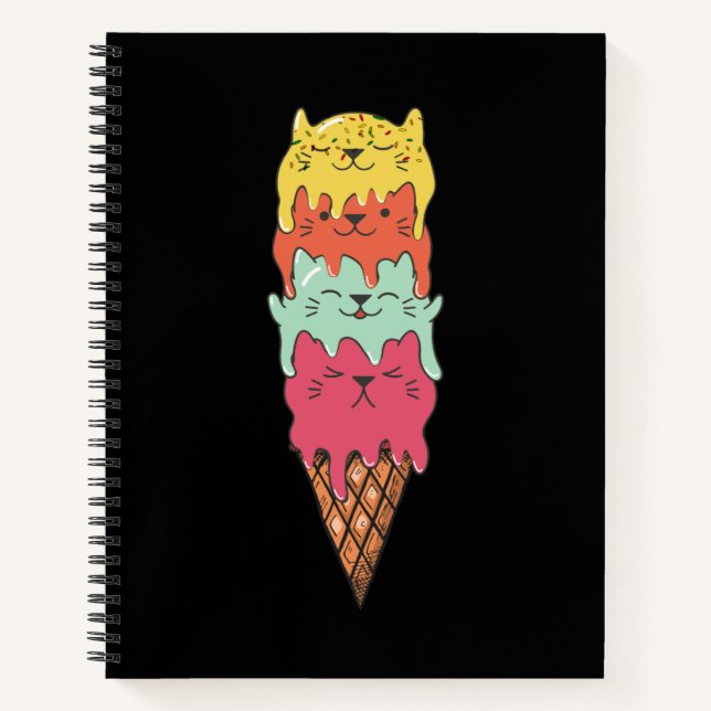 Cute Cat Ice Cream | Kawaii Kittens Notebook (Front)