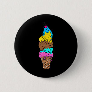 Cute Cat Ice Cream - Kitty Cat Dessert Shirt 1  6 Cm Round Badge