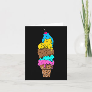 Cute Cat Ice Cream - Kitty Cat Dessert Shirt 1  Card