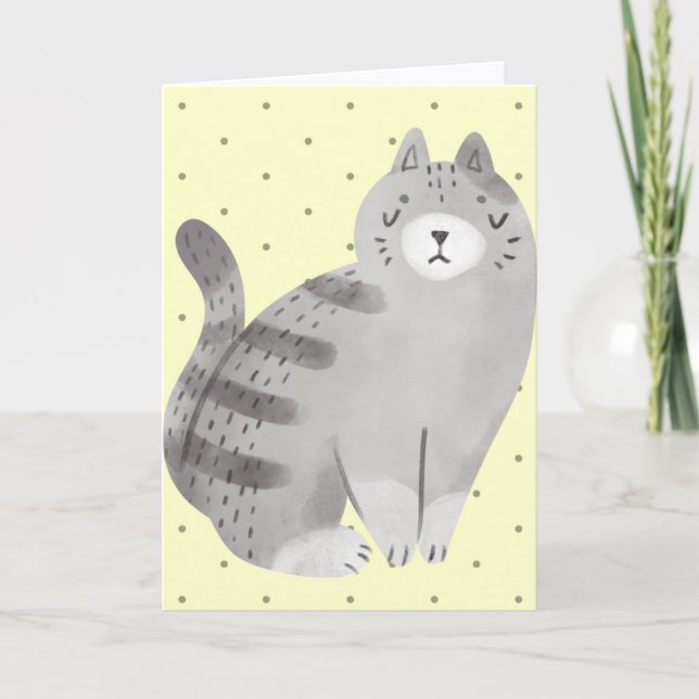 Cute Cat Illustration Blank Card (Front)