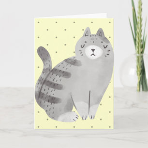 Cute Cat Illustration Blank Card