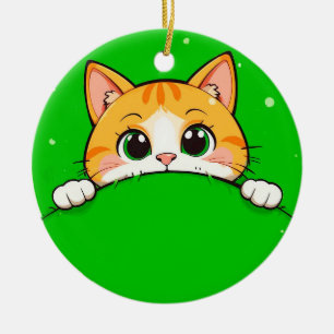 Cute Cat Illustration Ceramic Tree Decoration