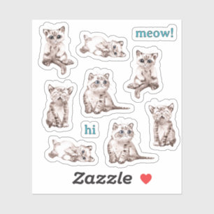 Cute Cat Illustration Custom Stickers