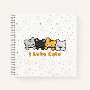 Cute Cat Illustration I Love Cats Kawaii Cartoon D Notebook