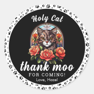 cute cat, I'm One! cat Girl 1st Birthday Classic Round Sticker