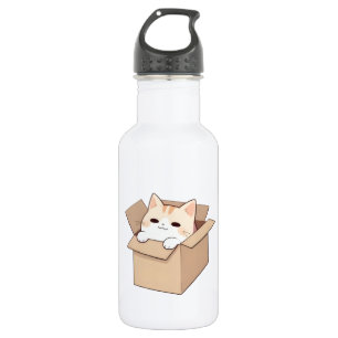 Cute Cat in a Box Kawaii Sticker Design 532 Ml Water Bottle
