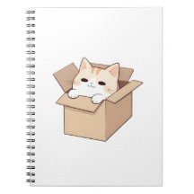 Cute Cat in a Box Kawaii Sticker Design