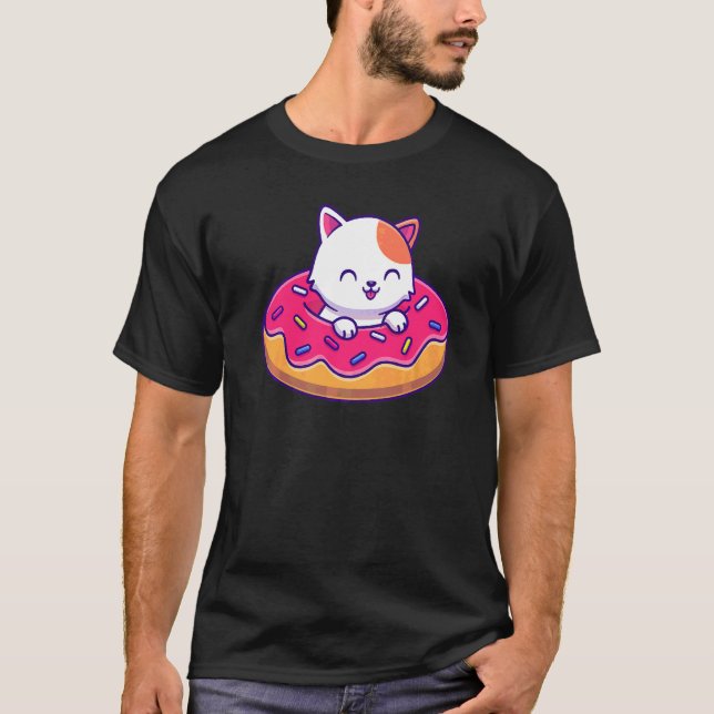 Cute Cat In A Doughnut T-Shirt (Front)